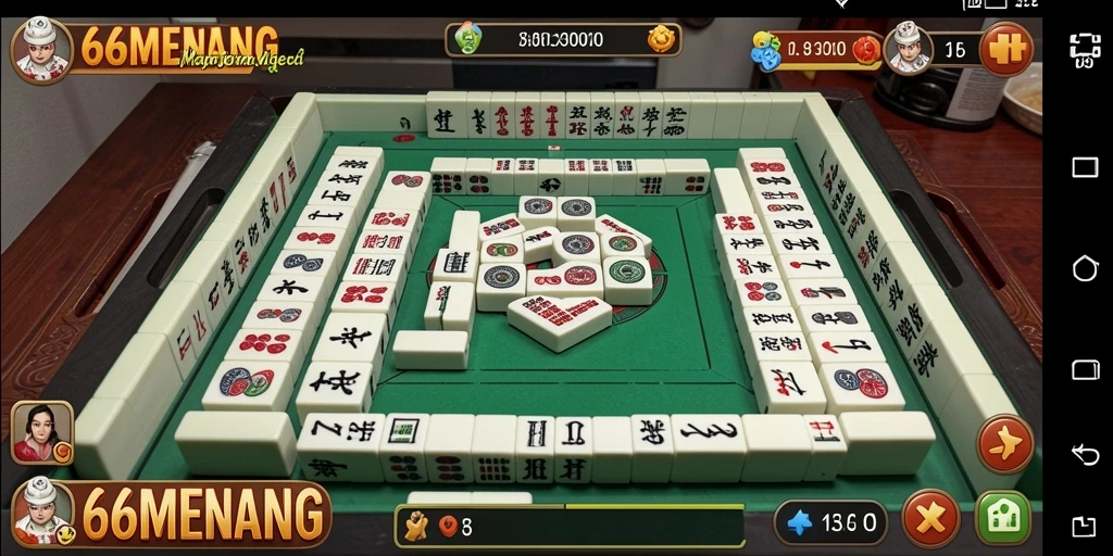 Tampilan gameplay menarik dari 66MENANG yang menampilkan ubin Mahjong.