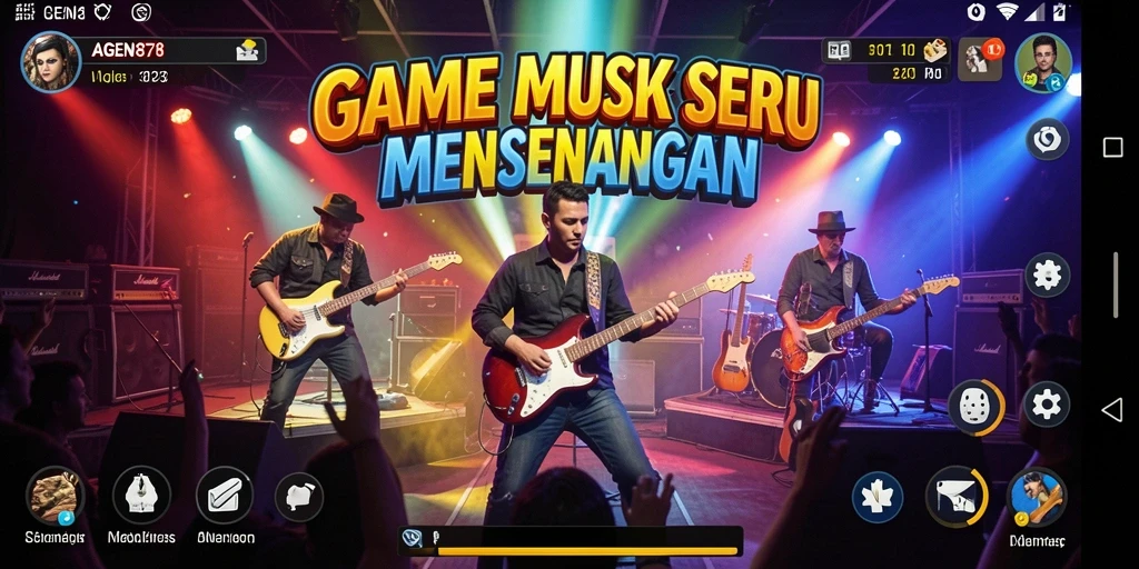 Tampilan gameplay AGEN878 yang penuh semangat dan musik.