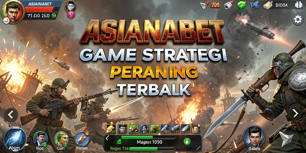 Screenshot gameplay yang menampilkan pertempuran strategis di ASIANABET.