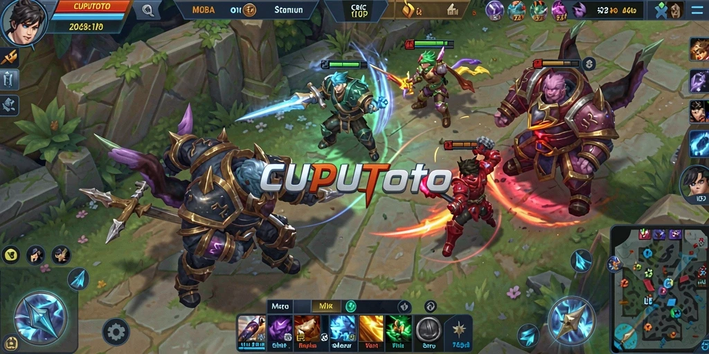 Screenshot menunjukkan aksi seru gameplay MOBA di CUPUTOTO.