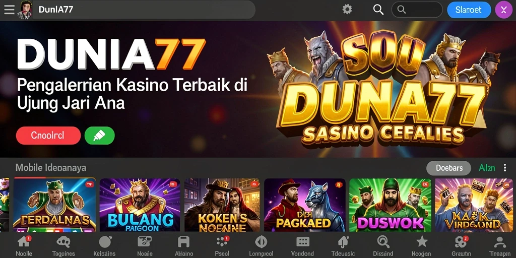 Tampilan gameplay menarik di DUNIA77 dengan berbagai permainan Kasino.