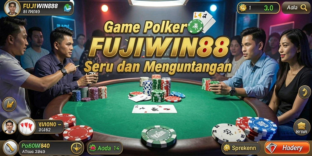 Screenshot menampilkan gameplay seru dari FUJIWIN88 dengan elemen poker yang menarik.