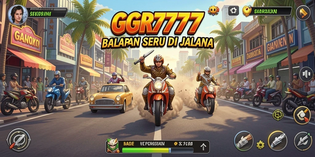 Tangkapan layar gameplay GGR7777 yang menampilkan aksi balapan mendebarkan.