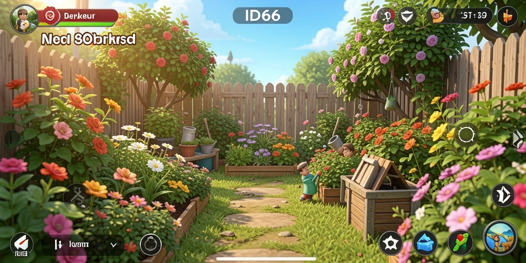 Screenshot utama ID66 menampilkan aksi berkebun yang seru dan interaktif.