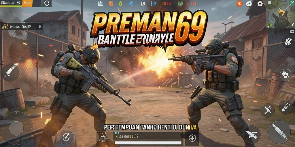 Tampilan gameplay seru di PREMAN69 dengan aksi Battle Royale.